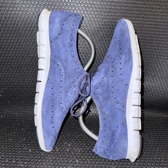 Cole Haan Zerogrand Suede Blue Wingtip Oxford Comfort Shoes Womens Size 11B - Picture 4 of 8